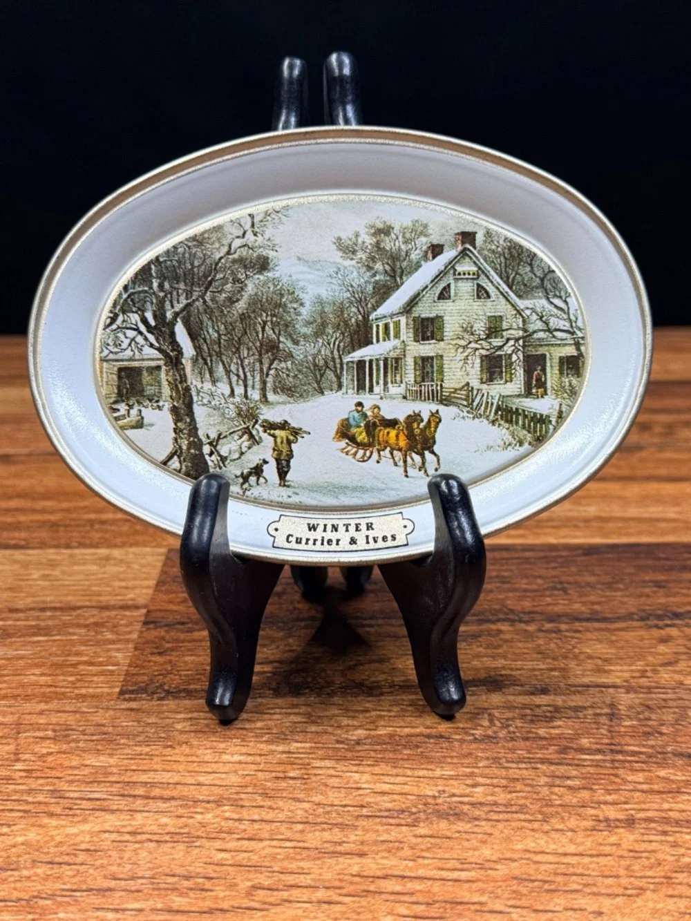 CURRIER AND IVES-1868 “The American Homestead” Metal Tray Set (Set of 4)